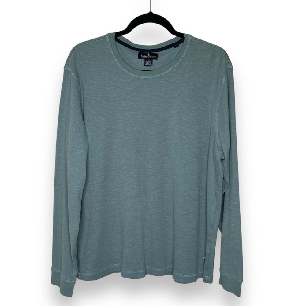 Tailor Vintage Round Neck Long Sleeve Performance Airotec Green Shirt Men Large
